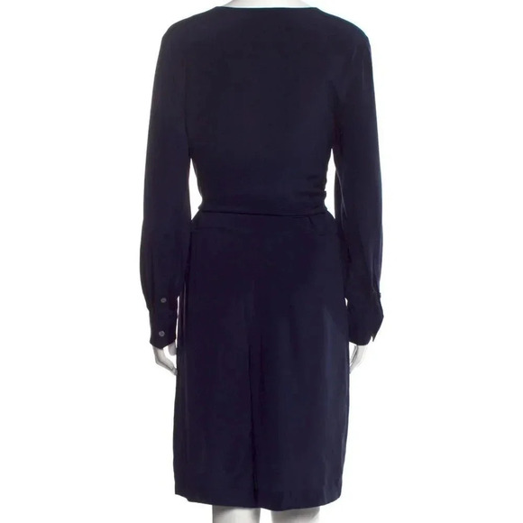 Nili Lotan Navy Blue 100% Silk Long Sleeves Knee Length‎ Romper Medium - Picture 4 of 5